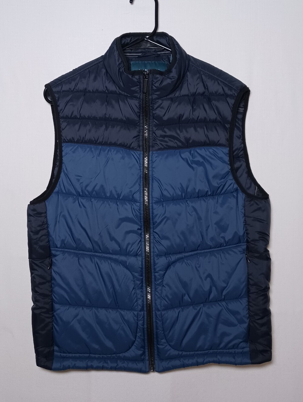 Perry Ellis Full Zip Puffer Vest Small Colorblock Black Blue